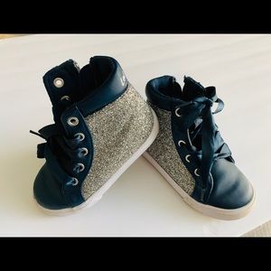 Navy / glitter toddler girls sneakers - size 7c